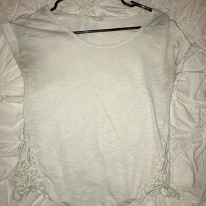 White T-Shirt with Crocheted Accents